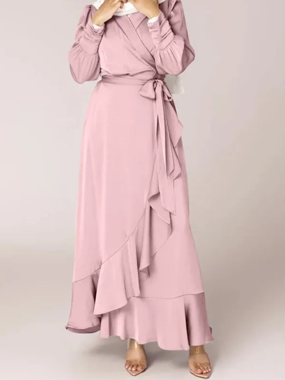 Veiled Collection Shereen Wrap Satin Maxi Dress - Dusty Mauve